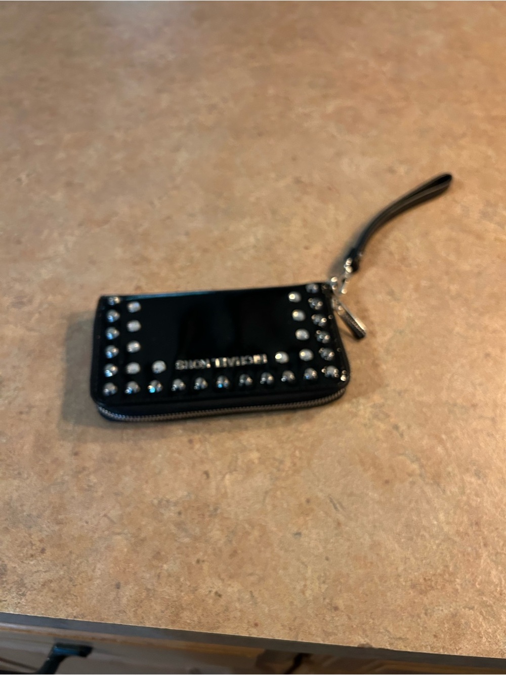 Michael Kors Black Studded Leather Wristlet Phone Pouch
